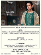 Ganga Kalista 4761 Silk Satin Embroidered Salwar Kameez