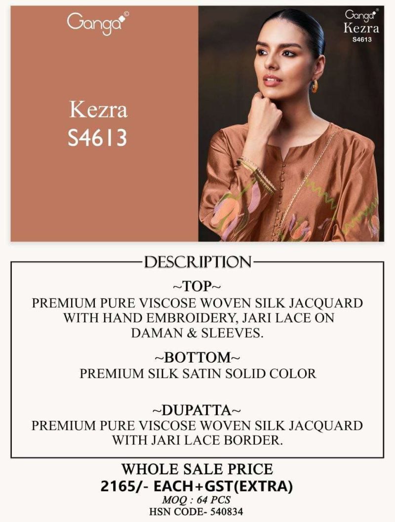 Ganga Kezra 4613 Viscose Hand Embroidered Salwar Kameez