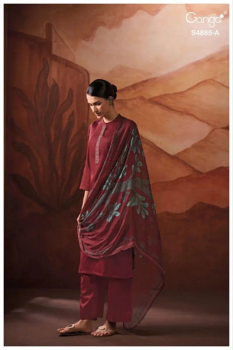 Ganga Lvessa 4885 Cotton Satin Printed Neck Salwar Kameez