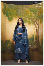Ganga Maevina 5064 Cotton Satin Print Hand Embroidered Salwar Kamee