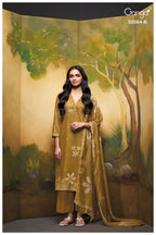 Ganga Maevina 5064 Cotton Satin Print Hand Embroidered Salwar Kamee