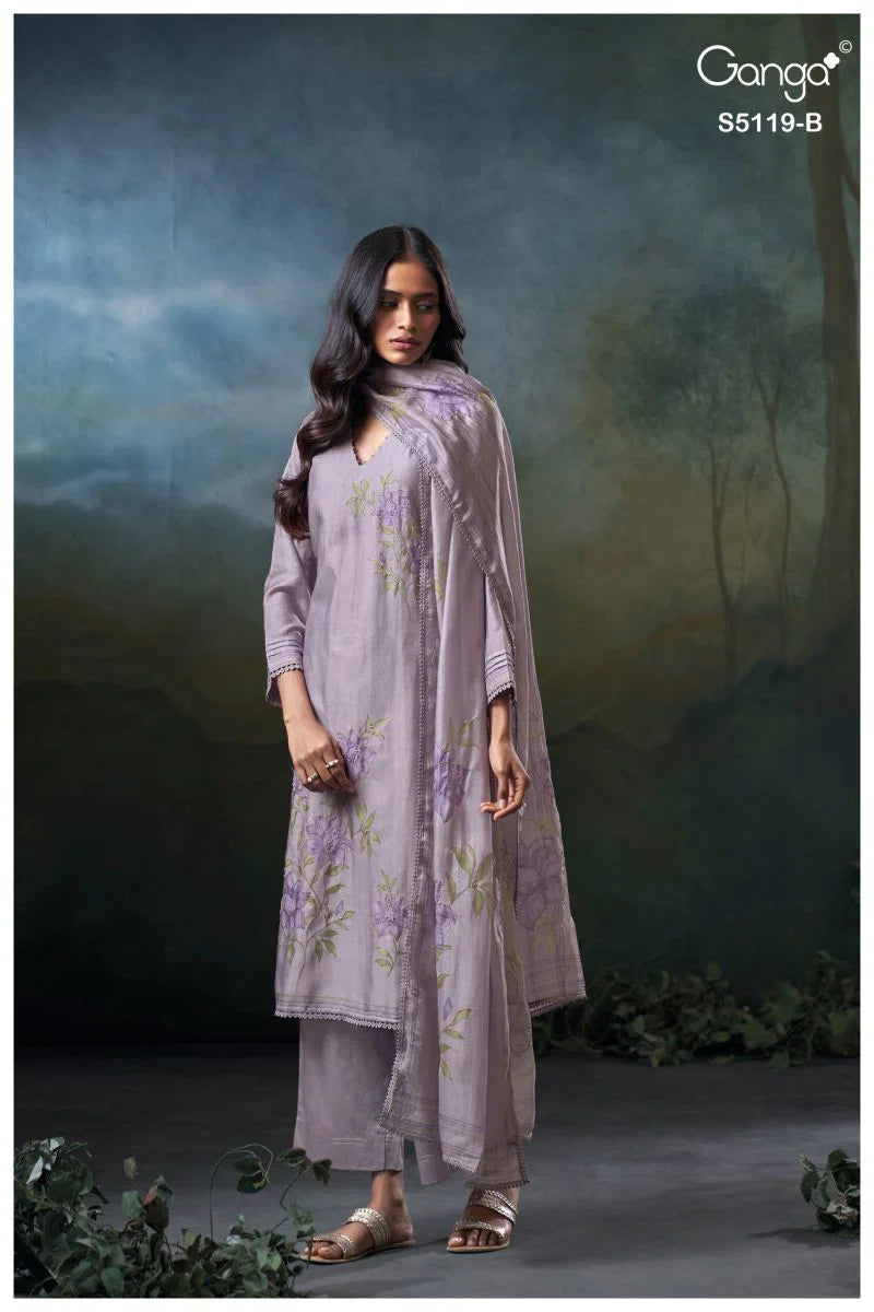 Ganga Malia 5119 Bemberg Silk Printed Salwar Kameez Collection