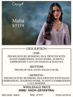 Ganga Malia 5119 Bemberg Silk Printed Salwar Kameez Collection