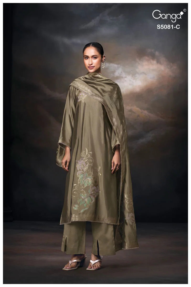 Ganga Mansie 5081 Viscose Wove Silk Jacquard Work Salwar Kameez