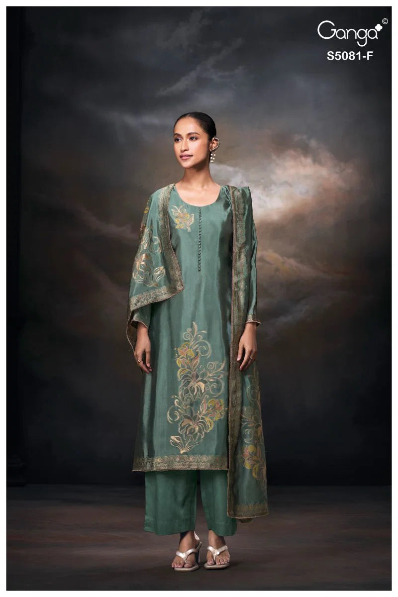 Ganga Mansie 5081 Viscose Wove Silk Jacquard Work Salwar Kameez