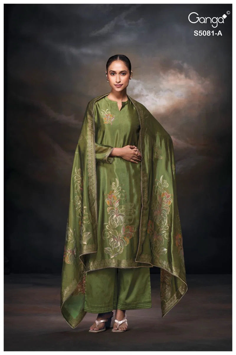 Ganga Mansie 5081 Viscose Wove Silk Jacquard Work Salwar Kameez