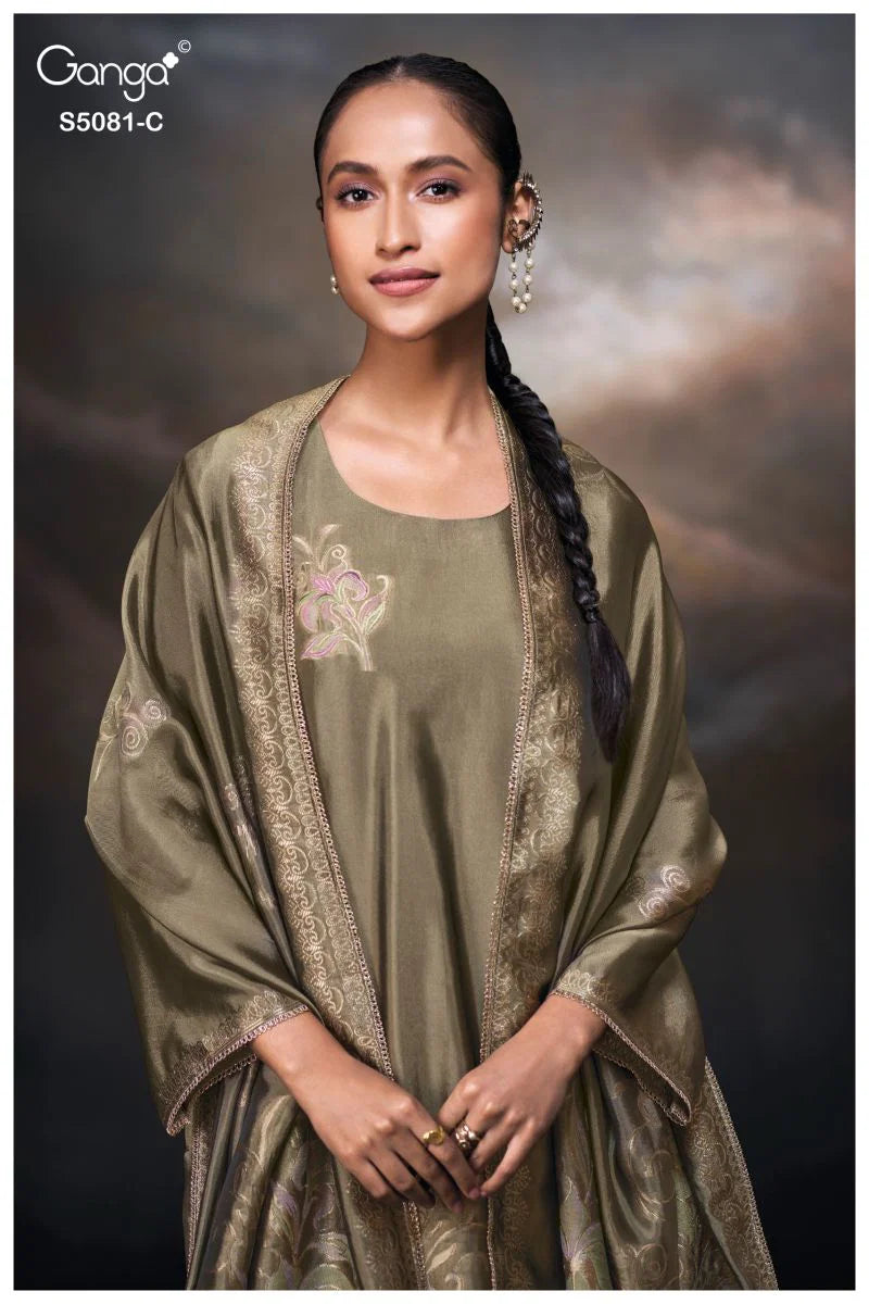 Ganga Mansie 5081 Viscose Wove Silk Jacquard Work Salwar Kameez