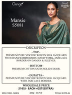 Ganga Mansie 5081 Viscose Wove Silk Jacquard Work Salwar Kameez