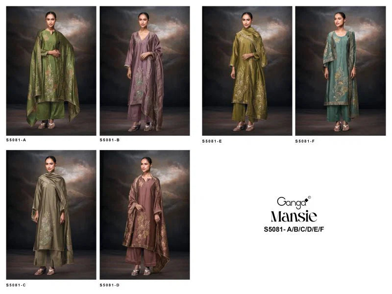 Ganga Mansie 5081 Viscose Wove Silk Jacquard Work Salwar Kameez