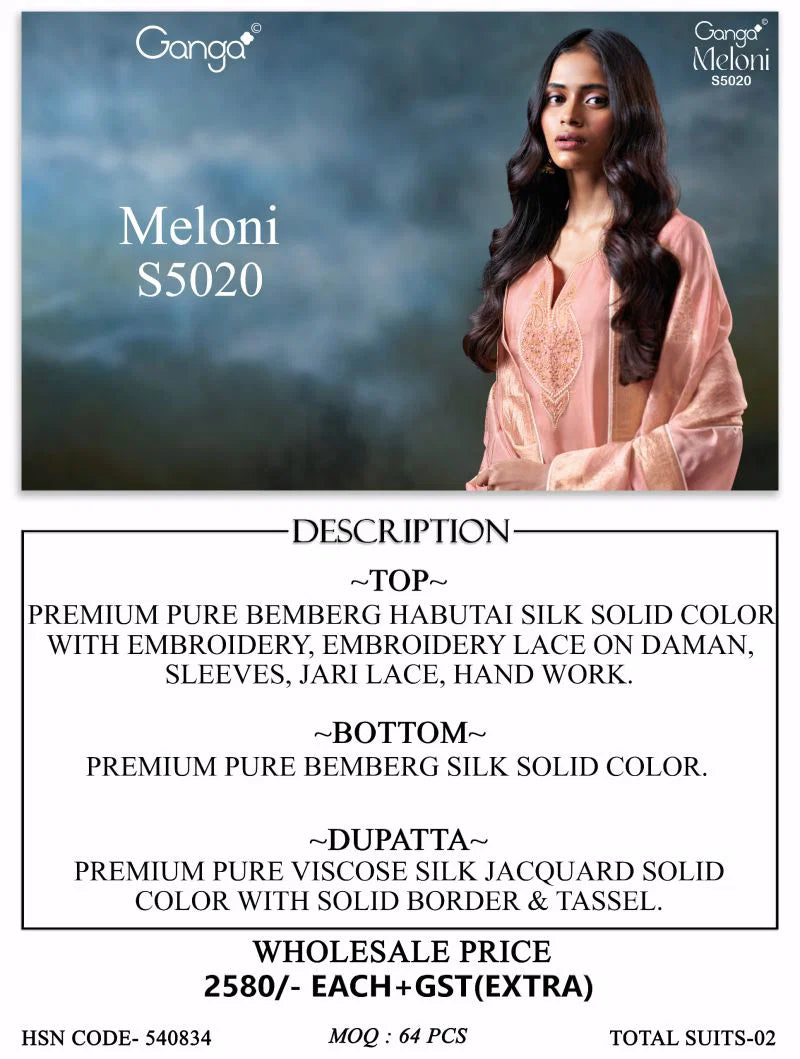 Ganga Meloni 5020 Bemberg Silk Embroidered Salwar Kameez