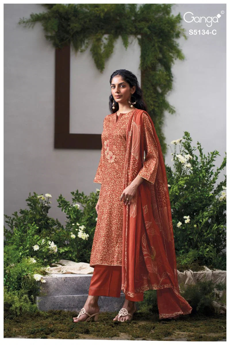 Ganga Mithila 5134 Cotton Satin Embroidered Salwar Kameez