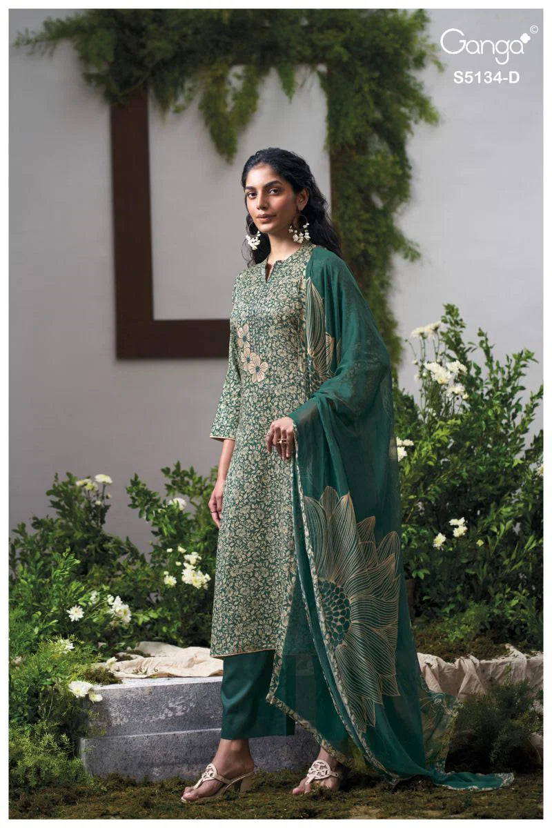 Ganga Mithila 5134 Cotton Satin Embroidered Salwar Kameez