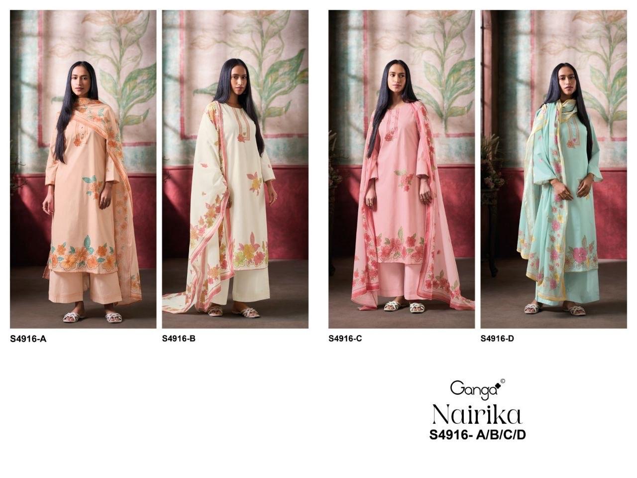 Ganga Nairika 4916 Cotton Printed With Handworked Salwar Kameez