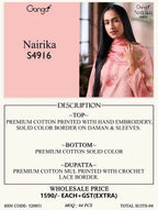 Ganga Nairika 4916 Cotton Printed With Handworked Salwar Kameez