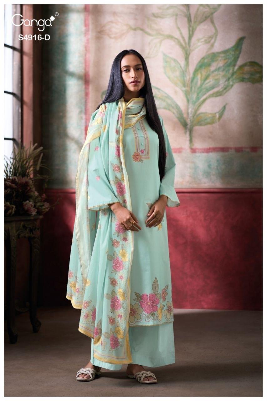 Ganga Nairika 4916 Cotton Printed With Handworked Salwar Kameez