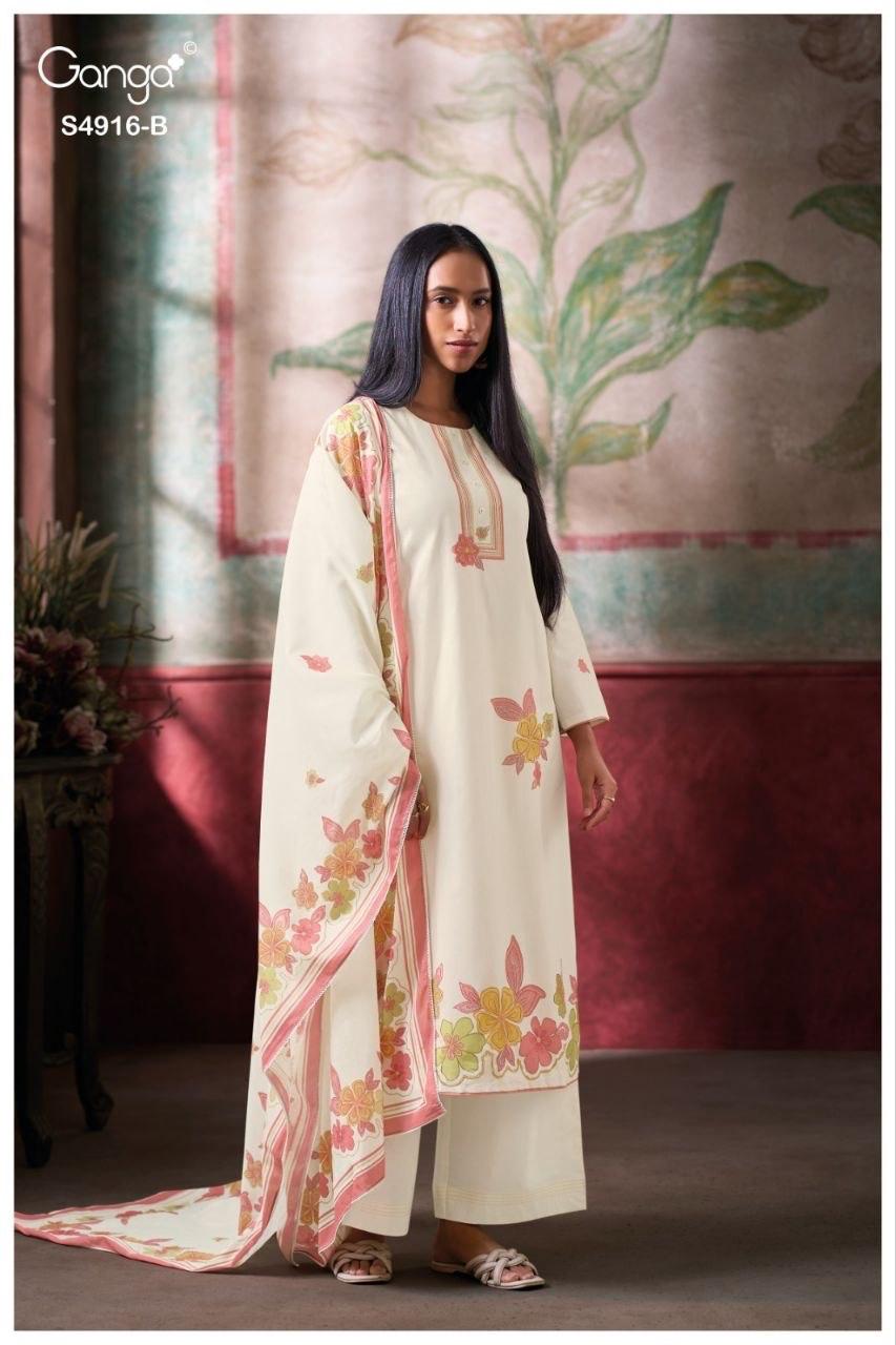 Ganga Nairika 4916 Cotton Printed With Handworked Salwar Kameez
