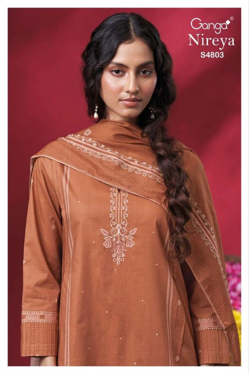 Ganga Nireya 4803 Cotton Printed Embroiderd Salwar Kameez