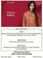 Ganga Nireya 4803 Cotton Printed Embroiderd Salwar Kameez