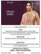 Ganga Olesha 4355 Bemberg Silk Jacquard Work Salwar Kameez
