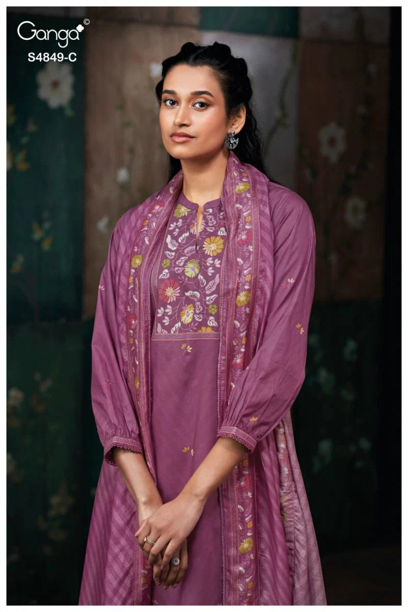 Ganga Pazellea 4849 Cotton With Embroidered And Handwork Salwar Kameez