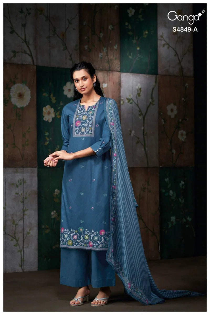 Ganga Pazellea 4849 Cotton With Embroidered And Handwork Salwar Kameez