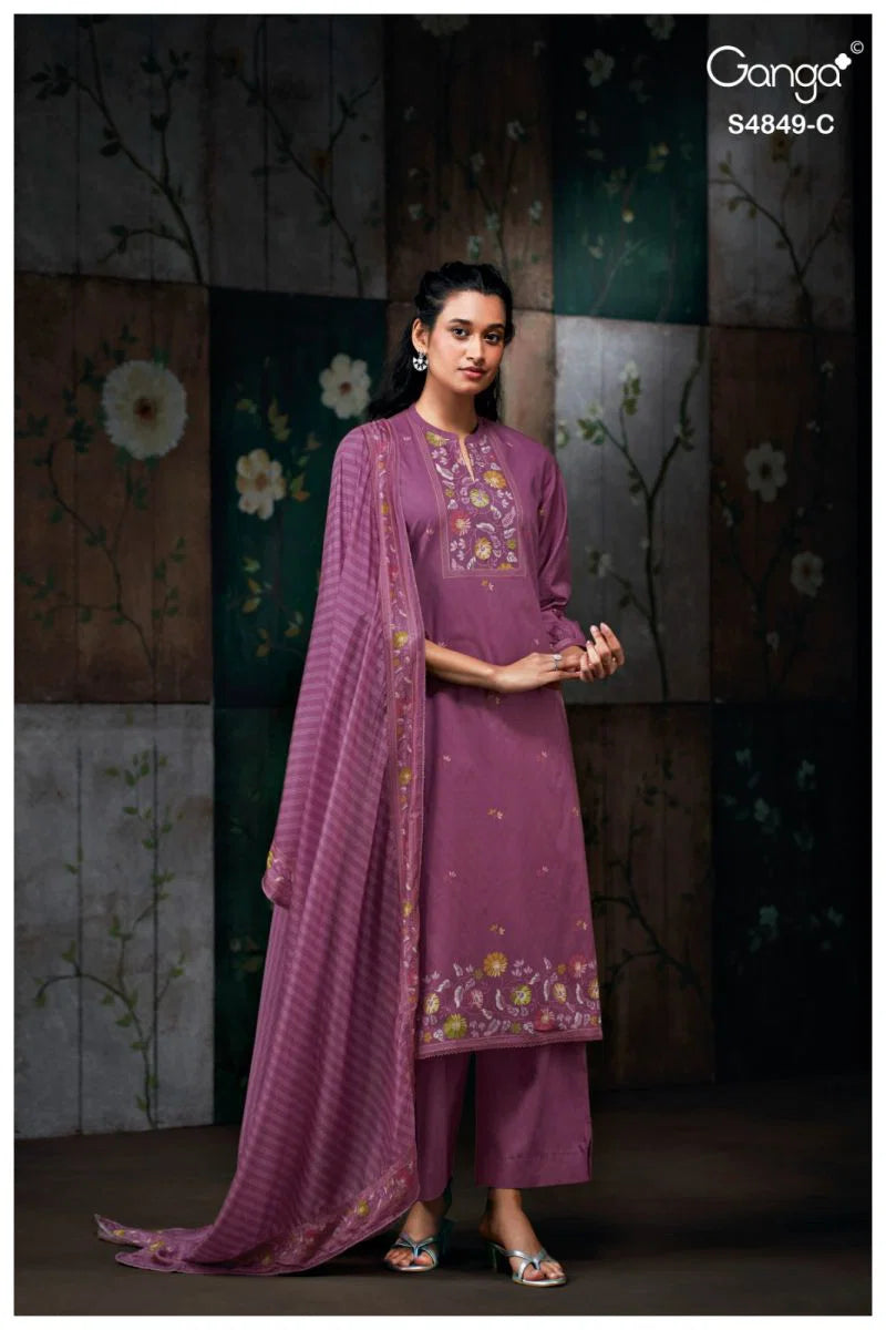 Ganga Pazellea 4849 Cotton With Embroidered And Handwork Salwar Kameez