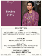 Ganga Pazellea 4849 Cotton With Embroidered And Handwork Salwar Kameez