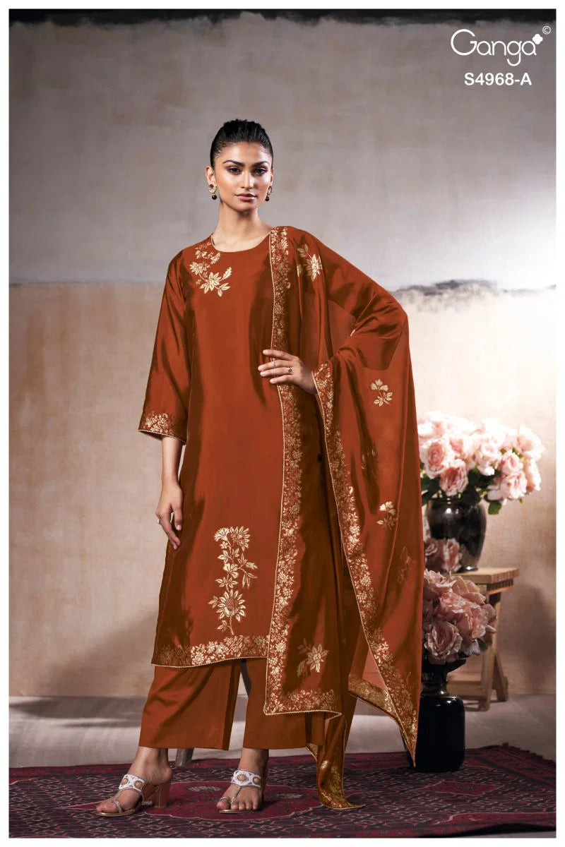 Ganga Pravika 4968 Viscose Woven Silk Jacquard Work Salwar Kameez