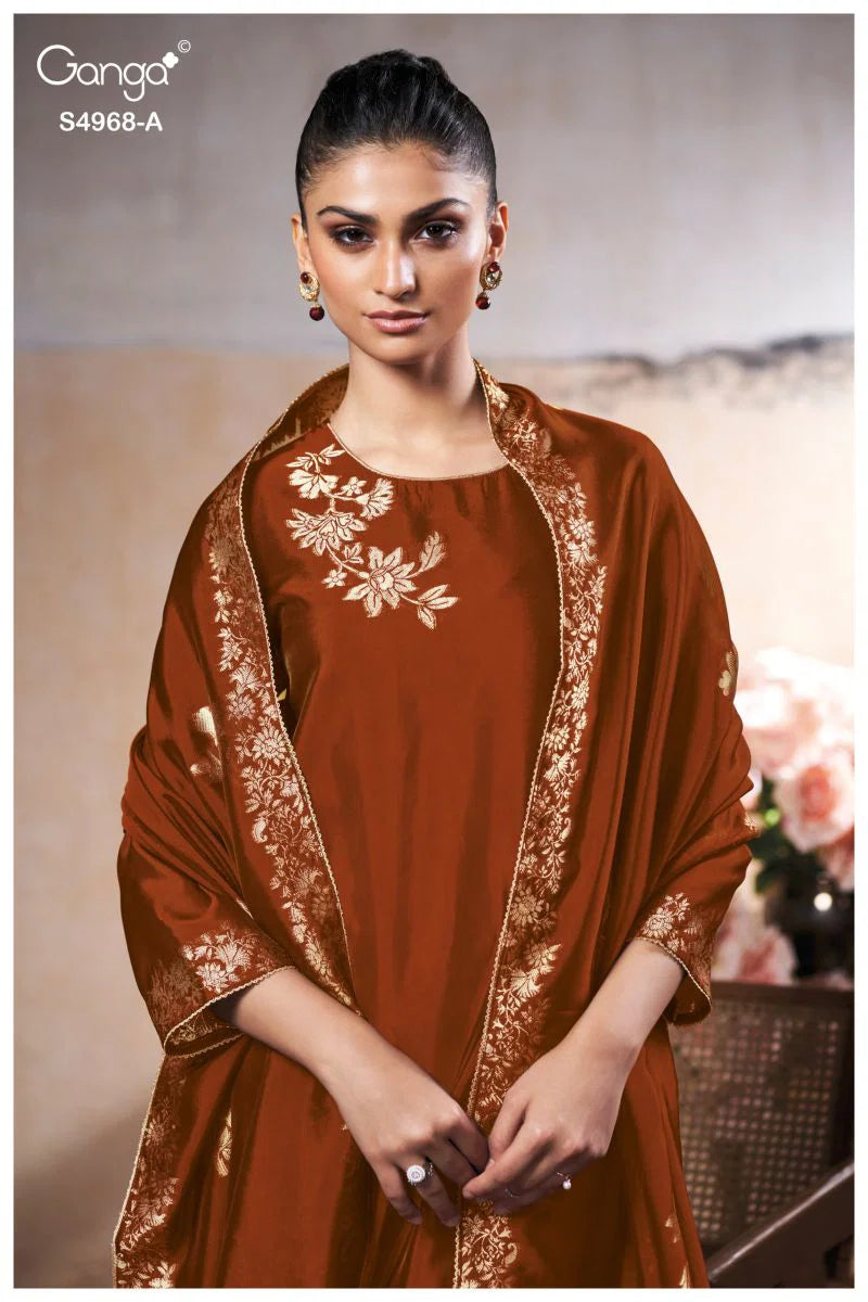 Ganga Pravika 4968 Viscose Woven Silk Jacquard Work Salwar Kameez