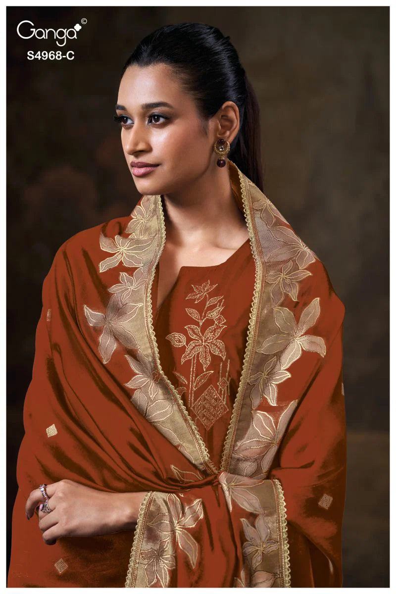 Ganga Pravika 4968 Viscose Woven Silk Jacquard Work Salwar Kameez