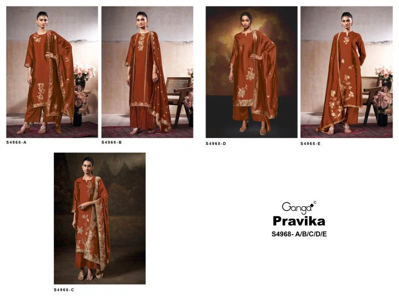 Ganga Pravika 4968 Viscose Woven Silk Jacquard Work Salwar Kameez