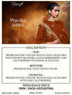 Ganga Pravika 4968 Viscose Woven Silk Jacquard Work Salwar Kameez