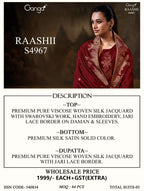 Ganga Raashii 4967 Viscose Embroidered Salwar Kameez