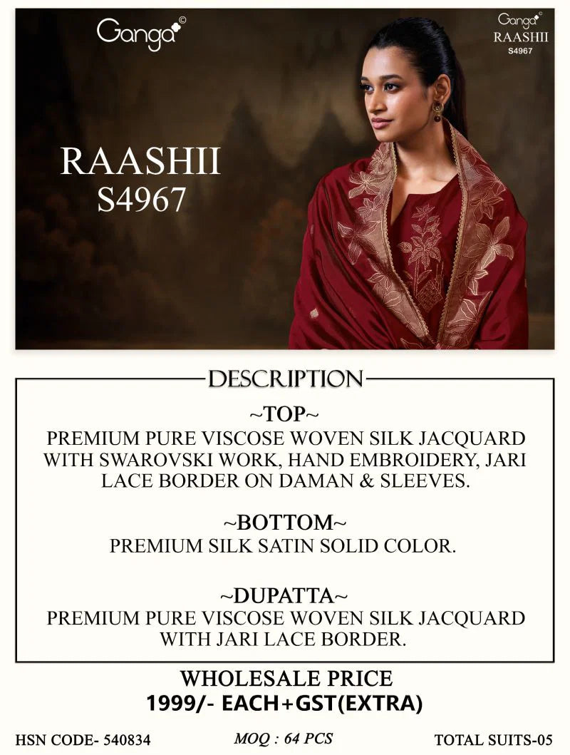 Ganga Raashii 4967 Viscose Embroidered Salwar Kameez