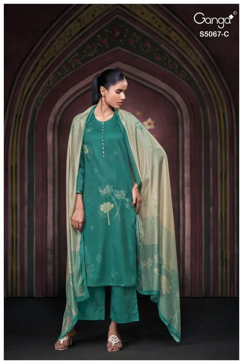Ganga Riviera 5067 Cotton Satin Printed Salwar Kameez Collection