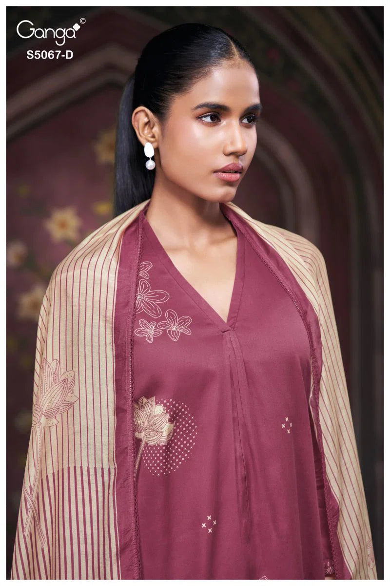 Ganga Riviera 5067 Cotton Satin Printed Salwar Kameez Collection