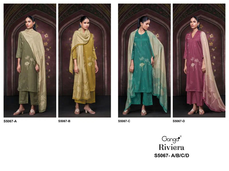 Ganga Riviera 5067 Cotton Satin Printed Salwar Kameez Collection
