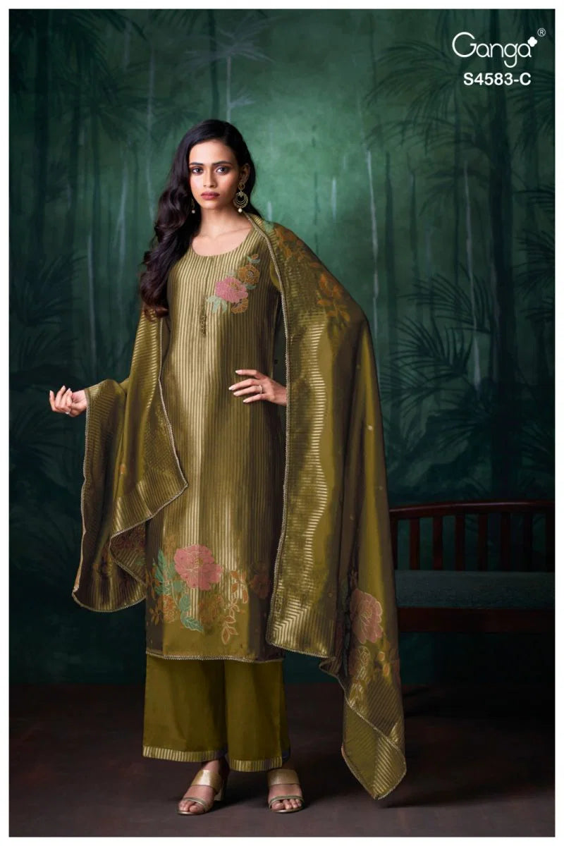 Ganga Rostha 4583 Viscose Woven Silk Jacquard Work Salwar Kameez