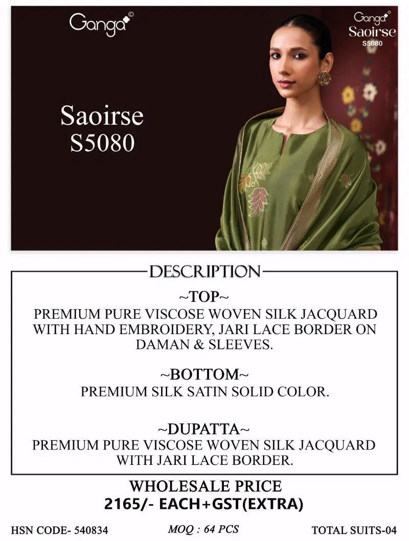 Ganga Saoirse 5080 Viscose Jacquard Work Salwar Kameez Collection