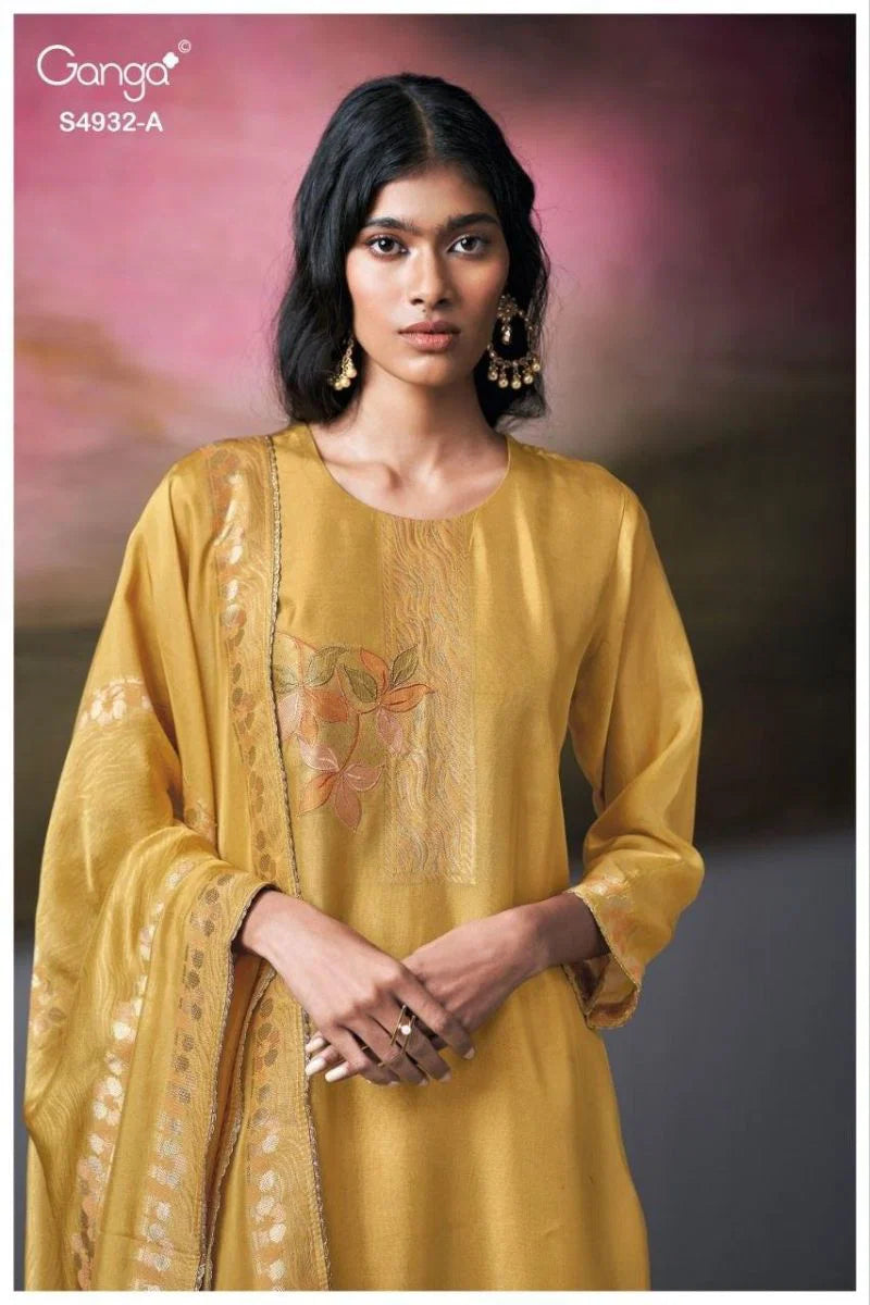 Ganga Toshika 4932 Viscose Silk Jacquard Embroidered Salwar Kameez