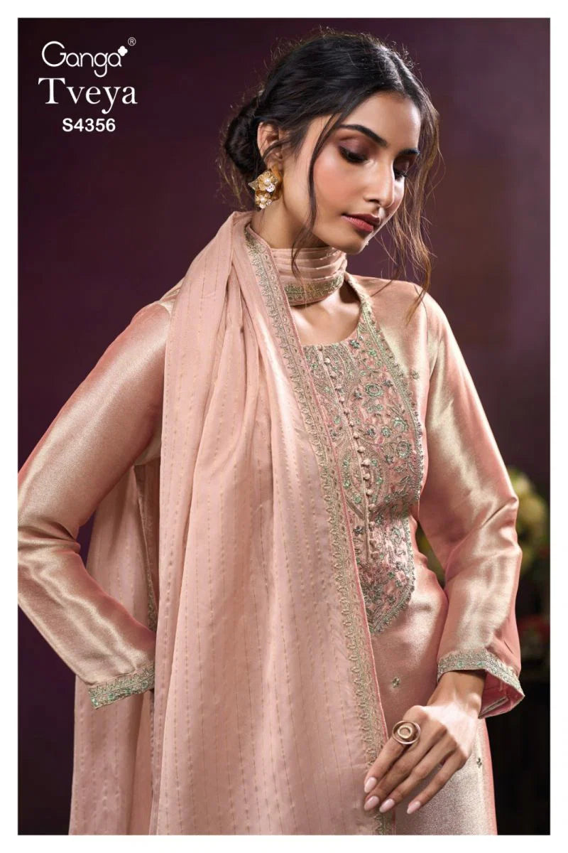Ganga Tveya 4356 Bemberg Silk Jacquard Work Salwar Kameez