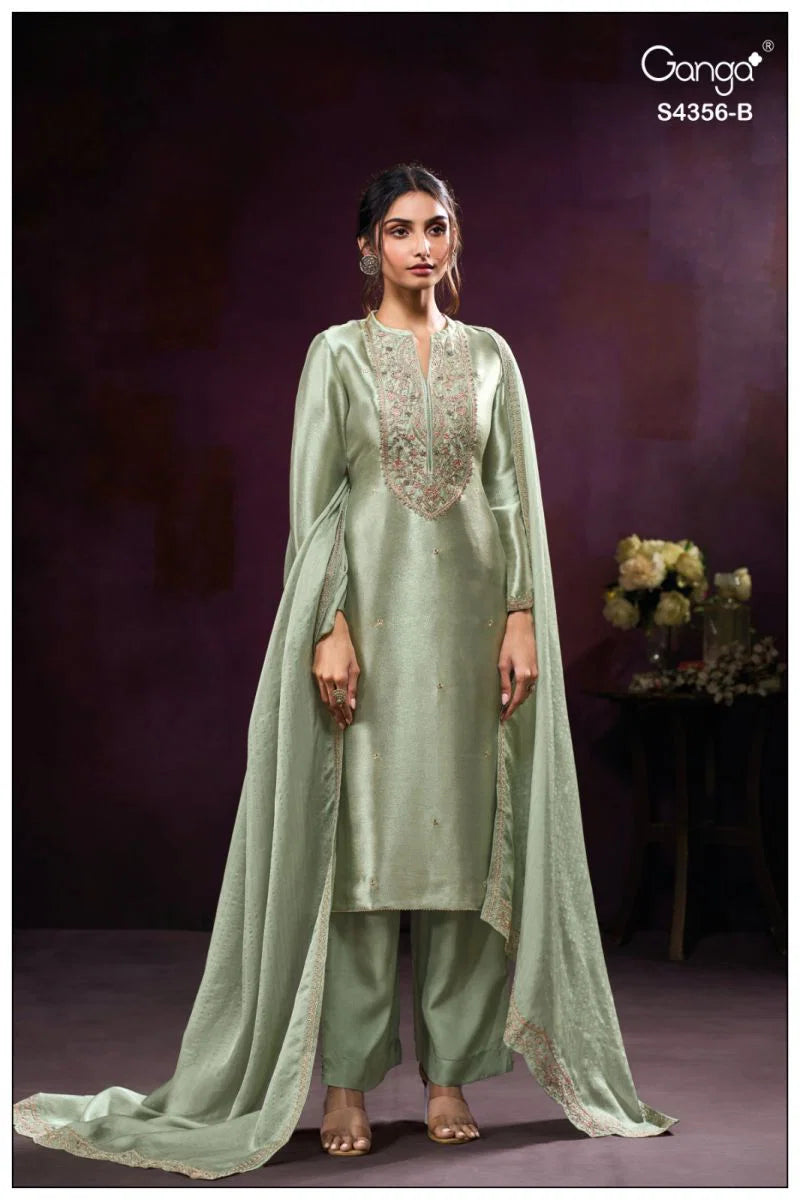 Ganga Tveya 4356 Bemberg Silk Jacquard Work Salwar Kameez