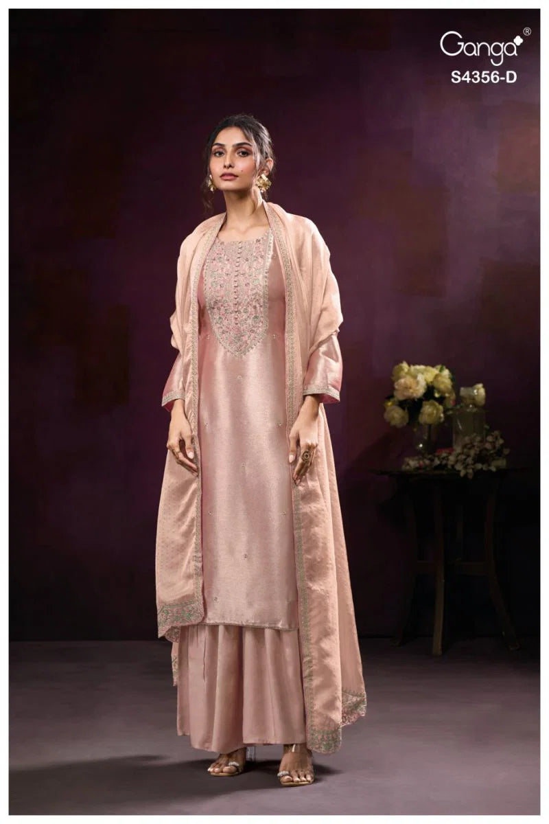 Ganga Tveya 4356 Bemberg Silk Jacquard Work Salwar Kameez
