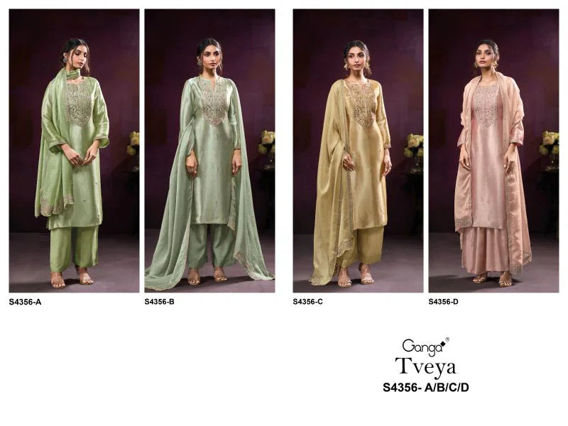 Ganga Tveya 4356 Bemberg Silk Jacquard Work Salwar Kameez