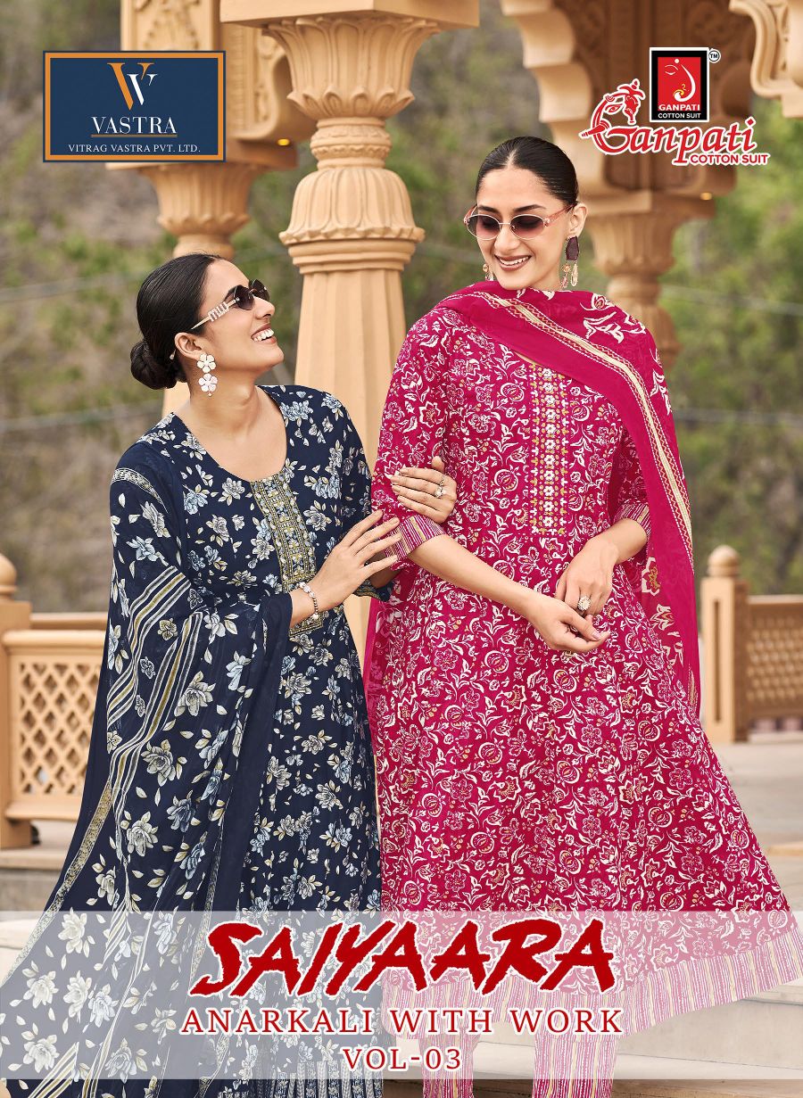 Ganpati Saiyaara Vol 3 Readymade Cotton Anarkali Kurti Set