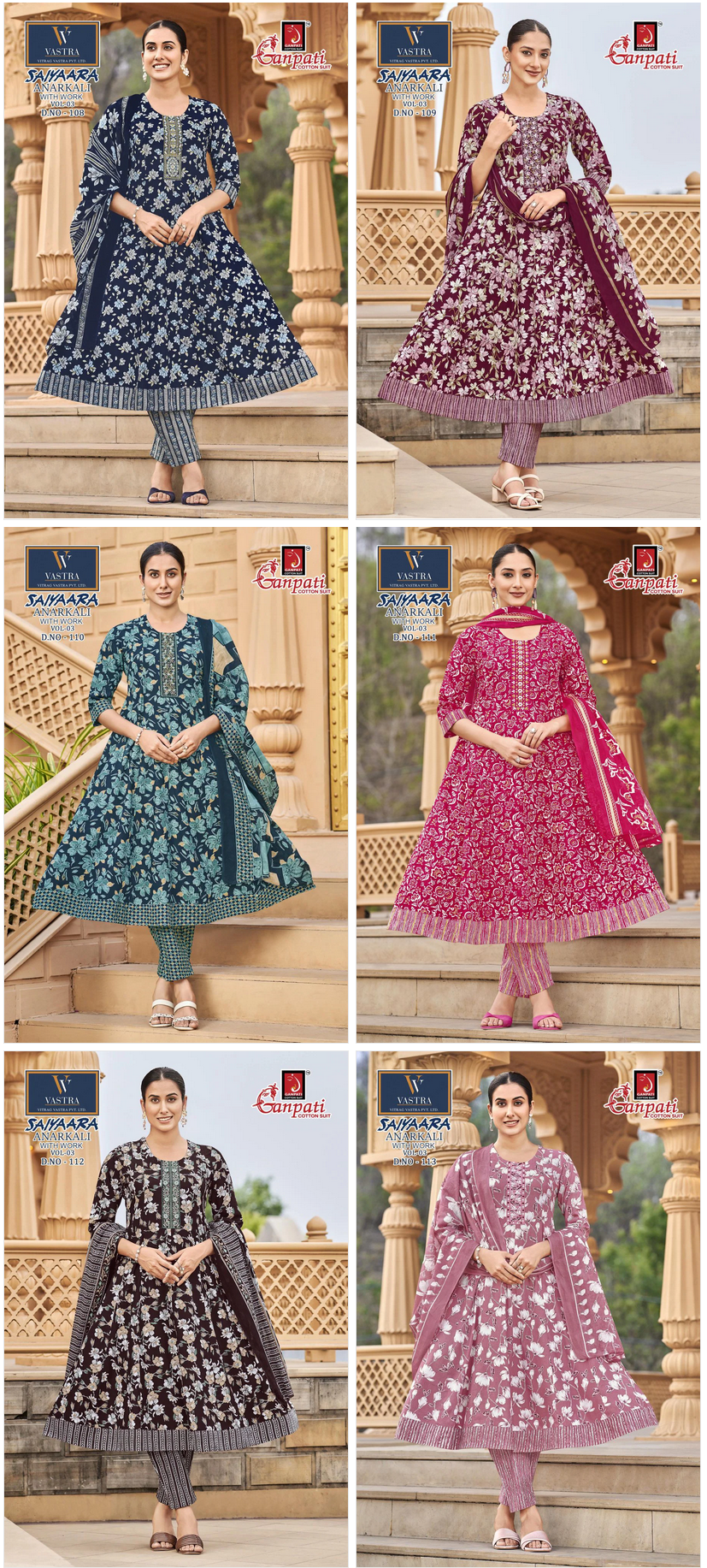 Ganpati Saiyaara Vol 3 Readymade Cotton Anarkali Kurti Set