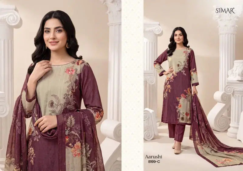 Glossy Simar Aarushi Viscose Organza Digital Print Embroidered Salwar Kameez