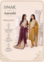 Glossy Simar Aarushi Viscose Organza Digital Print Embroidered Salwar Kameez