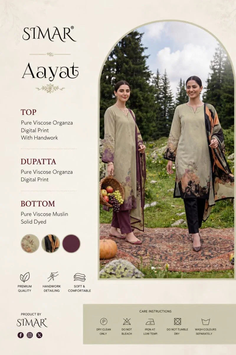 Glossy Simar Aayat Viscose Organza Digital Printed Salwar Kameez