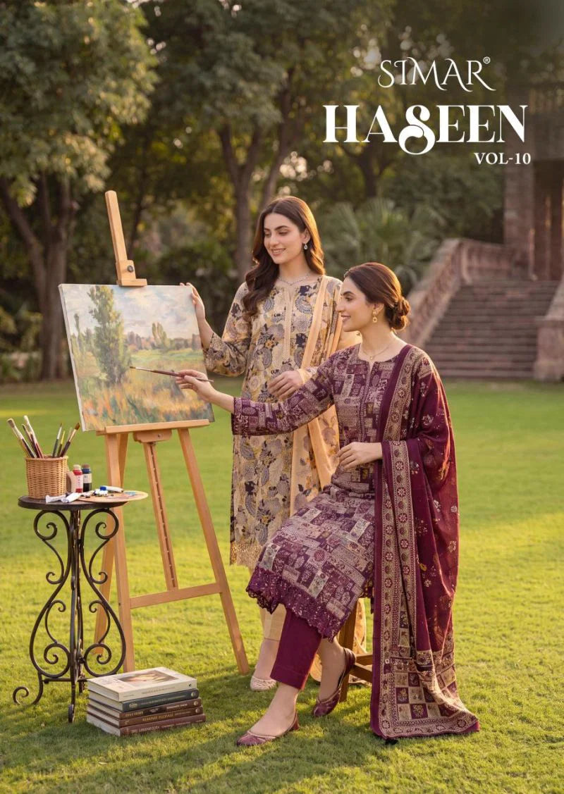 Glossy Simar Haseen Viscos Digital Print Embroidered Salwar Kameez